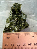 Natural Epidote on Quartz Crystal Cluster - Green Mineral Specimen 2.5"