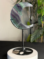 Beautiful Fluorite
Moon Carving with Dangling Metal Star