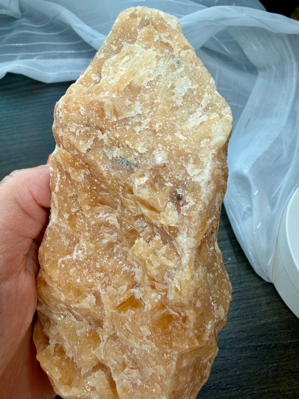 VIBRANT Large Raw Orange Calcite Mineral Specimen - Natural Display Piece