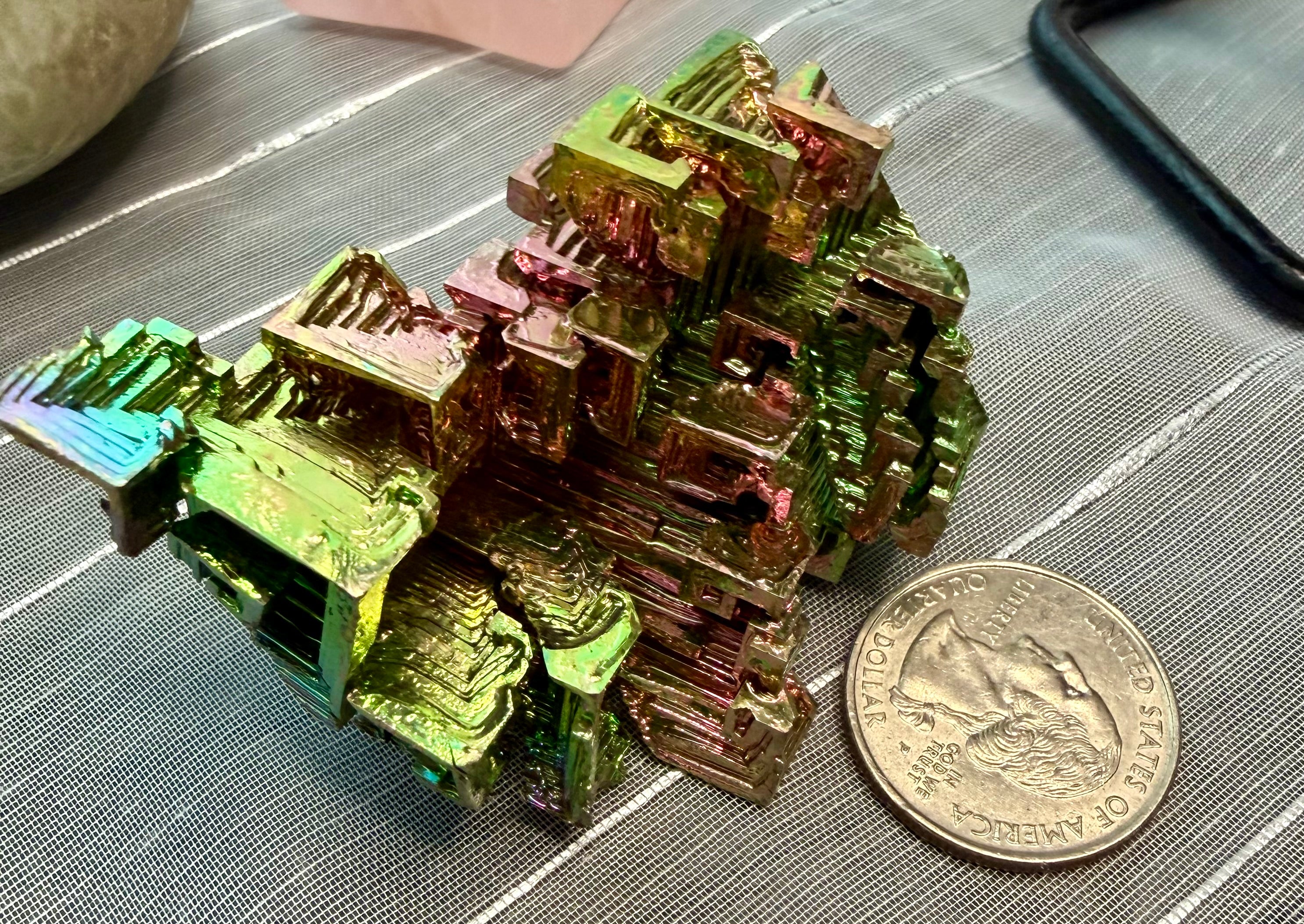 Bismuth Crystal Specimen 2.25" - Iridescent Metal Display Piece