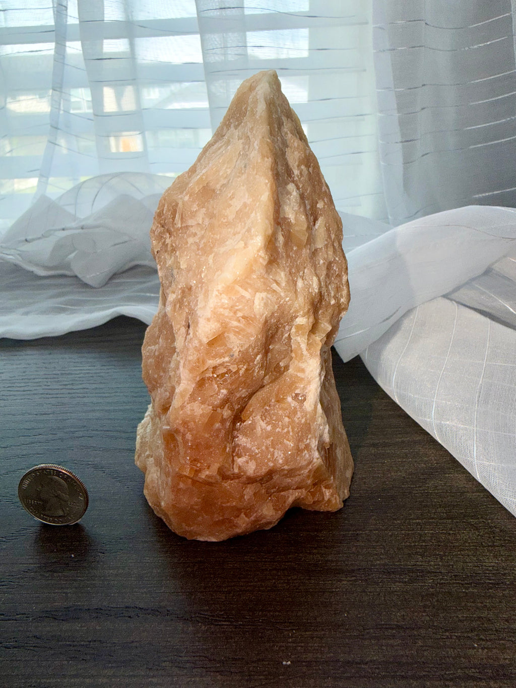 VIBRANT Large Raw Orange Calcite Mineral Specimen - Natural Display Piece