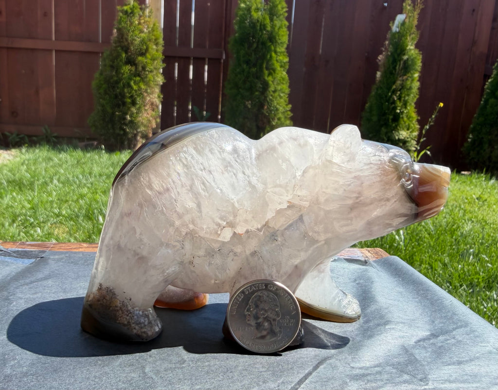 Druzy Agate Hand Carved Bear