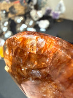 Golden Red Stone Heart on Stand - Large Polished Home Decor