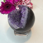 Amethyst ‘Pac-Man’ Geode Sphere with Stand - 60 mm