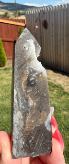 Sphalerite Druzy Tower - Sparkly Crystal Point - 3.25" Tall