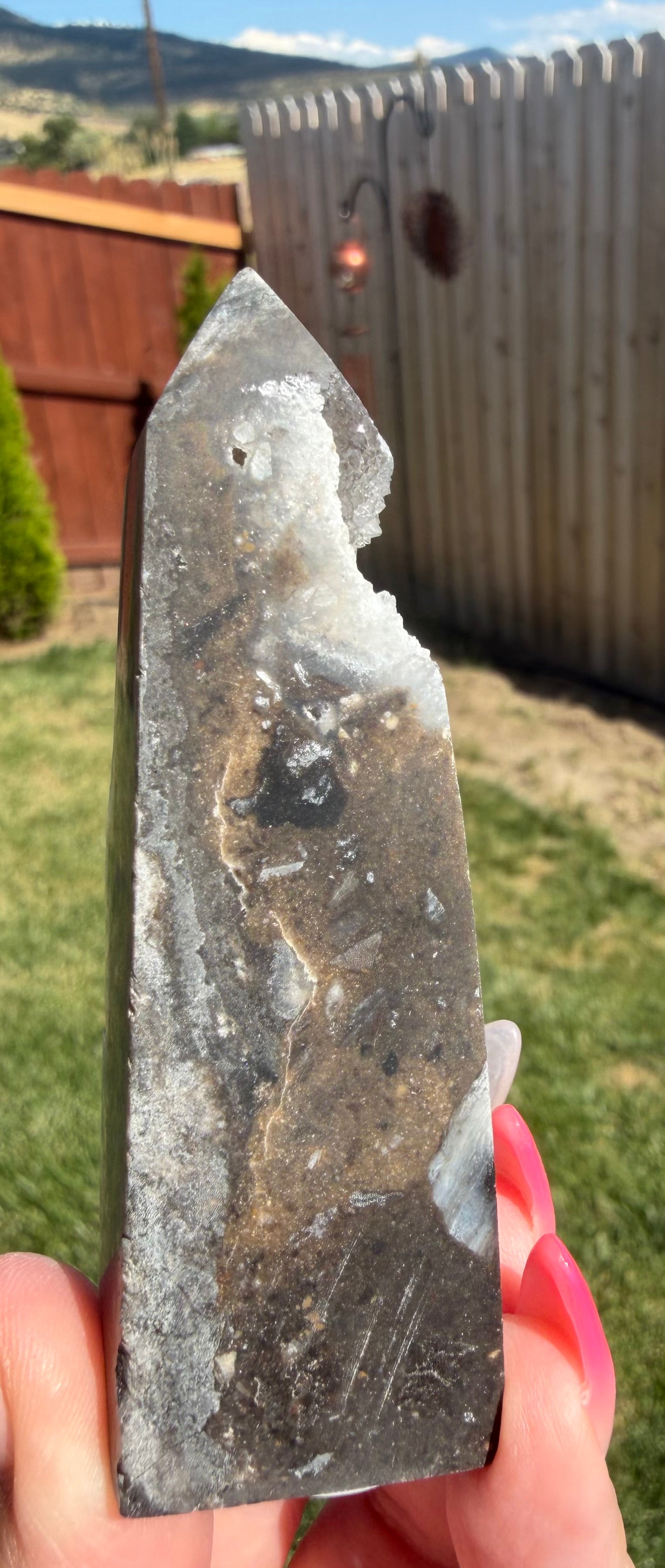 Sphalerite Druzy Tower - Sparkly Crystal Point - 3.25" Tall