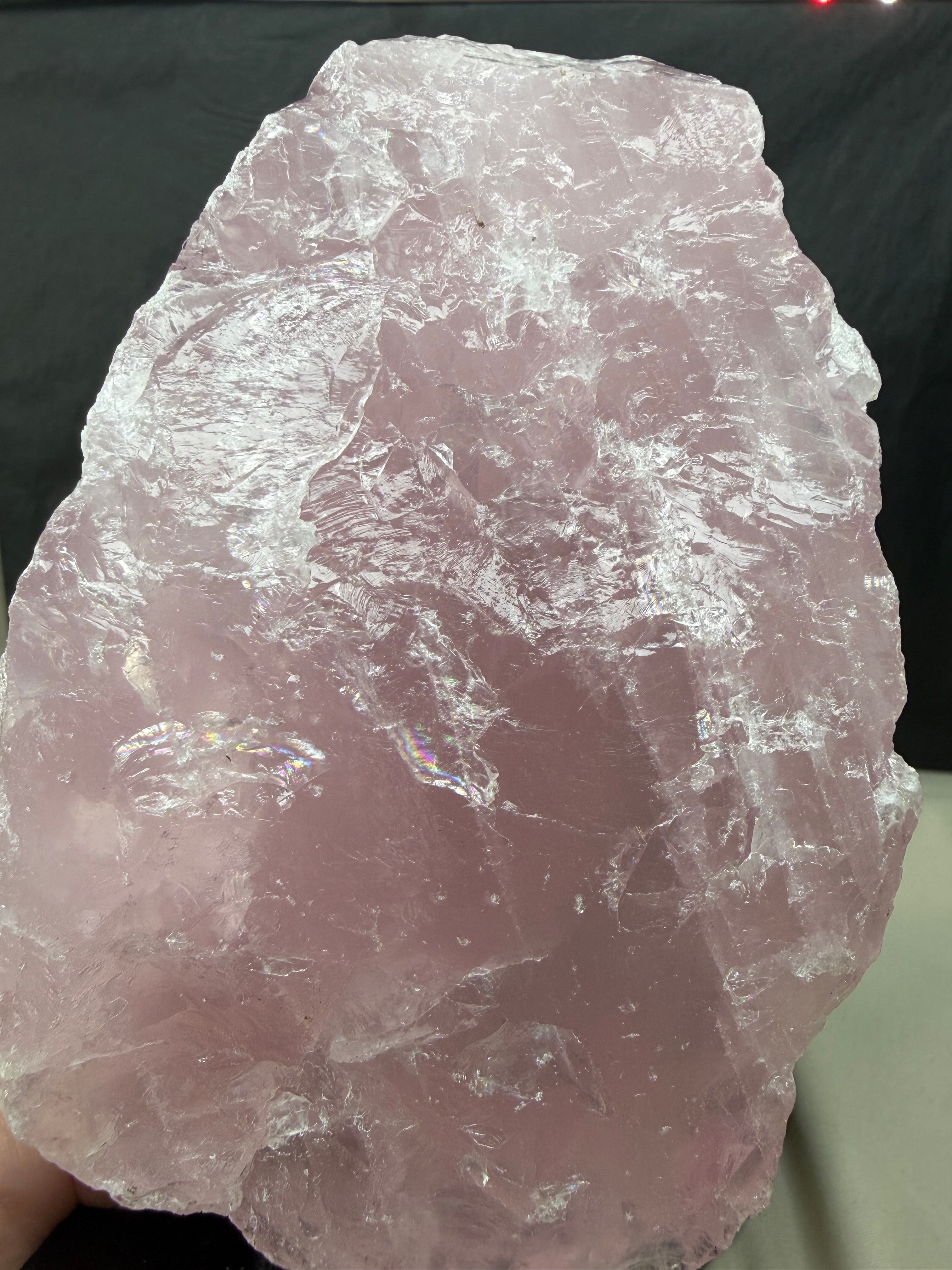 Gemmy Raw Rose Quartz Stone on Metal Stand - Pink Mineral Display Specimen