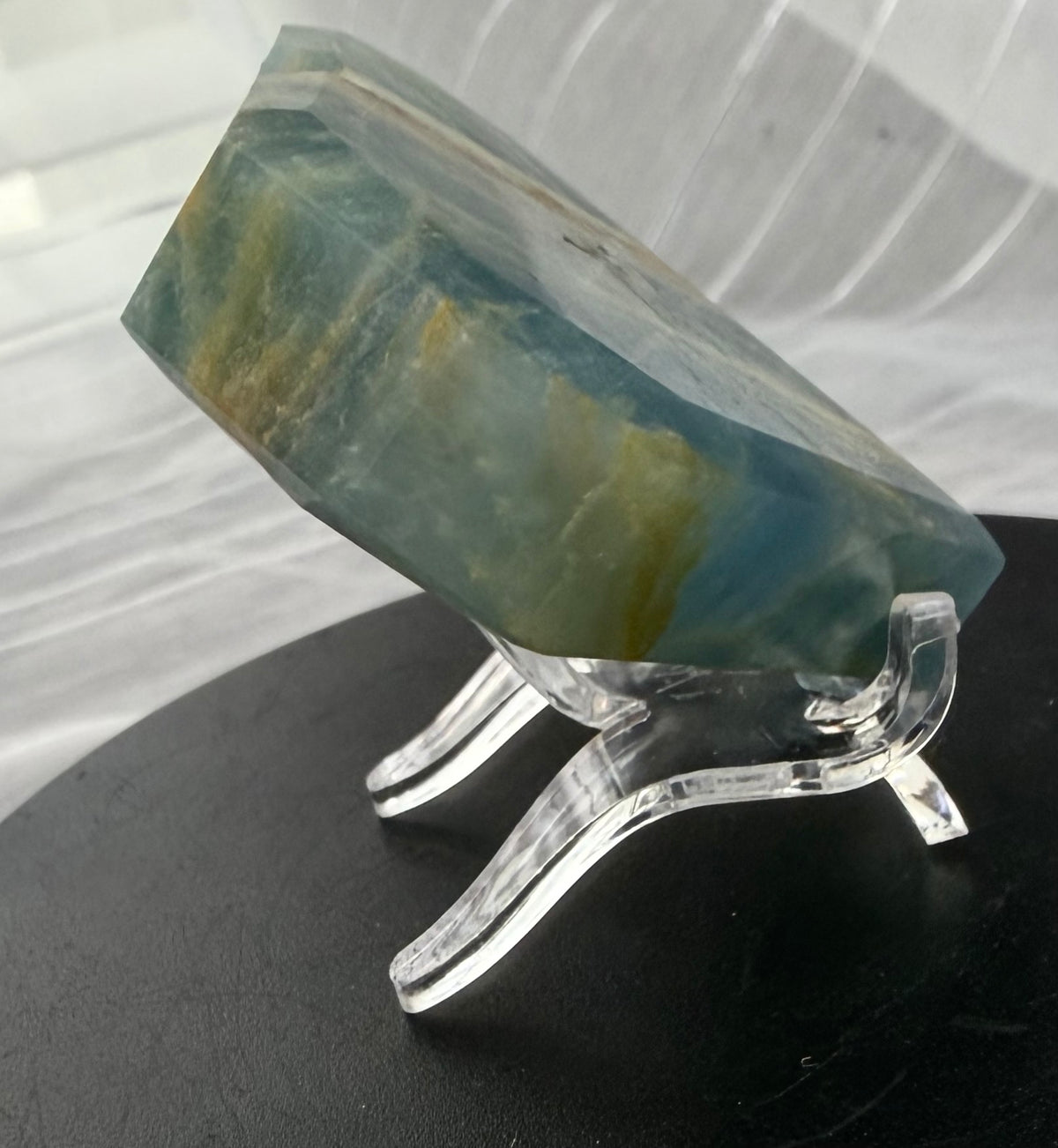 Blue Onyx Faceted Heart Carving
