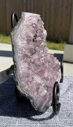 Sparkling Natural Extra Large Purple Stone Display Slab with Golden Inclusions - Statement Piece