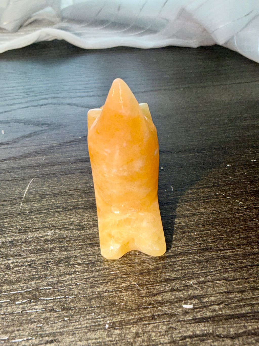 Hand Carved Natural Mexican Orange Calcite Coyote Howling Figurine Mineral Specimen