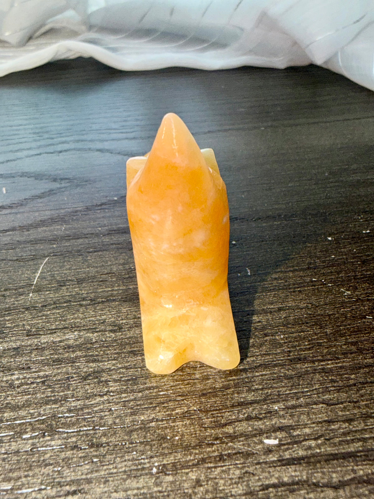 Hand Carved Natural Mexican Orange Calcite Coyote Howling Figurine Mineral Specimen