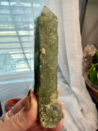Prehnite Epidote Polished Crystal Tower 3.5" - Green Mineral Specimen