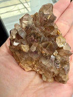 Natural Smoky Brown Stone Cluster with Golden Needle Inclusions