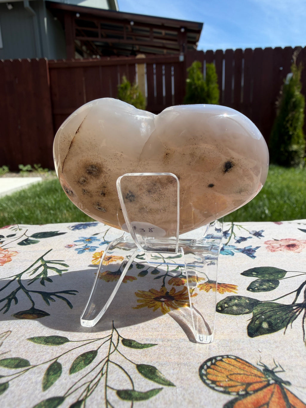 Sparkling Rainbow Amethyst Heart on Stand