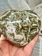 Large Ocean Jasper Heart Shaped Stone Display Piece 2.5" x 3"