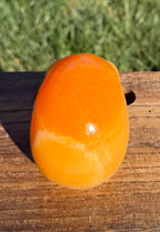 Gorgeous Honey Calcite Skull Carving - Banded Orange Calcite Crystal Skull