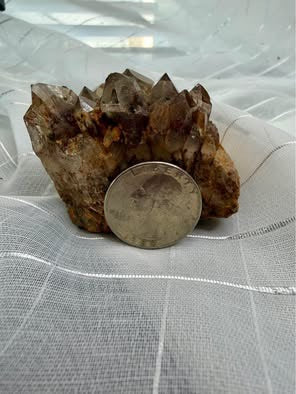 Natural Smoky Brown Stone Cluster with Golden Needle Inclusions