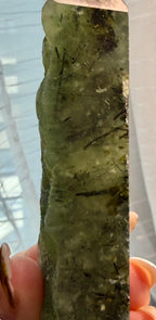 Prehnite Epidote Polished Crystal Tower 3.5" - Green Mineral Specimen