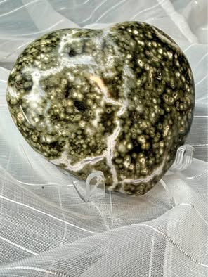 Large Ocean Jasper Heart Shaped Stone Display Piece 2.5" x 3"