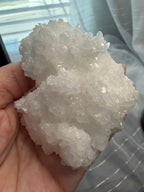 White Calcite Crystal
Cluster 3.5" -
Sparkling Mineral Specimen on Stand