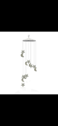 Stone Moon & Star Wind Chime - Translucent White Hanging Decor and UV Reactive