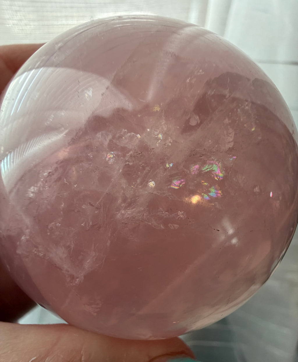 Large Rose Quartz Half Sphere Stone - Polished Pink Dome