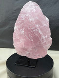 Gemmy Raw Rose Quartz Stone on Metal Stand - Pink Mineral Display Specimen