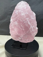 Gemmy Raw Rose Quartz Stone on Metal Stand - Pink Mineral Display Specimen