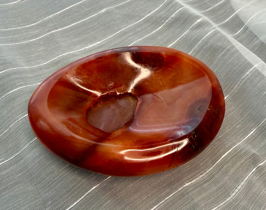 Carnelian Stone Trinket Tray Dish Bowl 4.5" - Polished Orange Crystal Trinket Tray