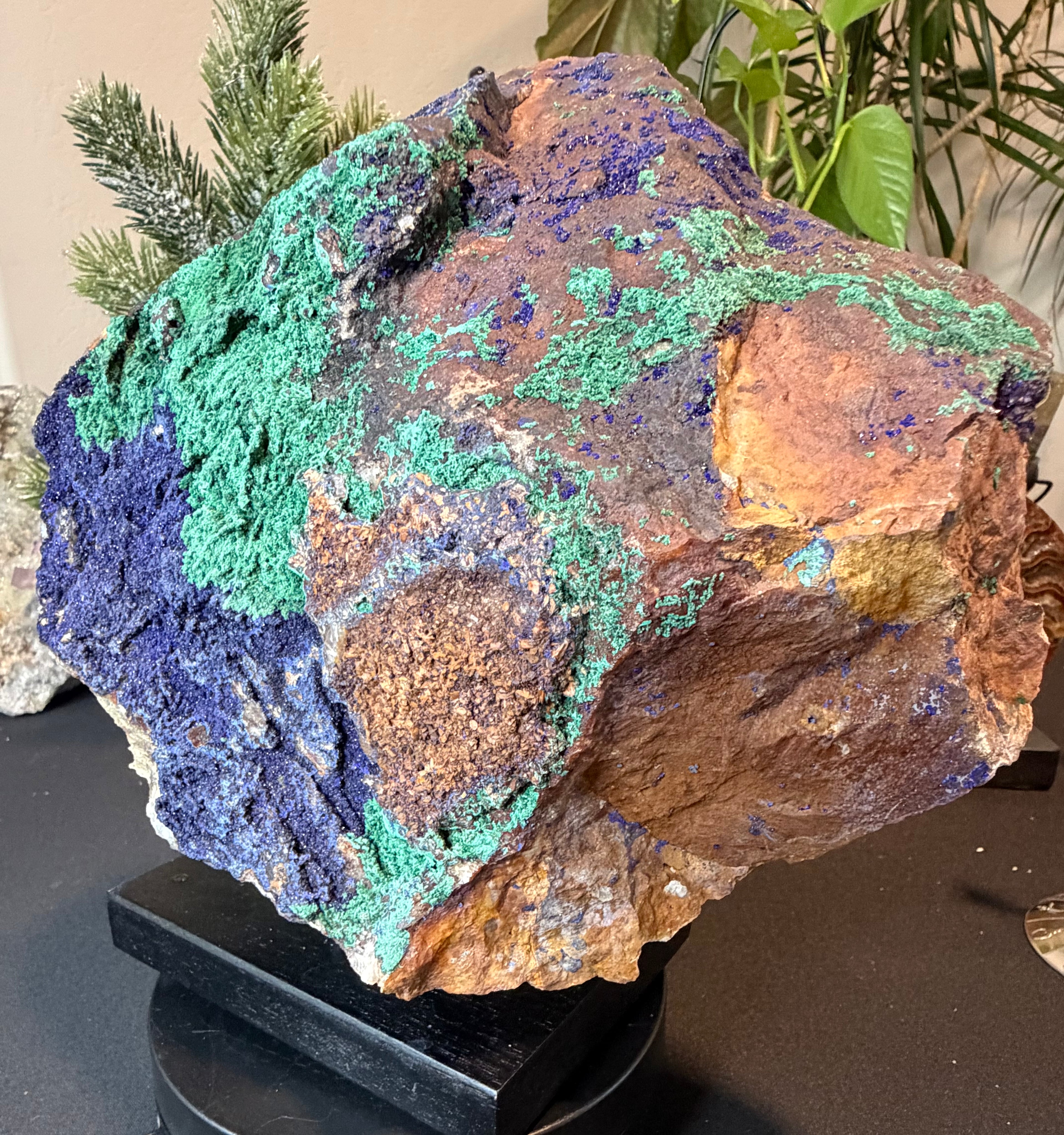 Large Azurite & Malachite Specimen on Stand