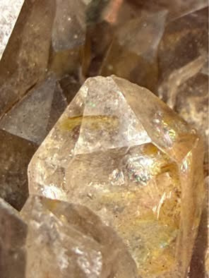 Natural Smoky Brown Stone Cluster with Golden Needle Inclusions