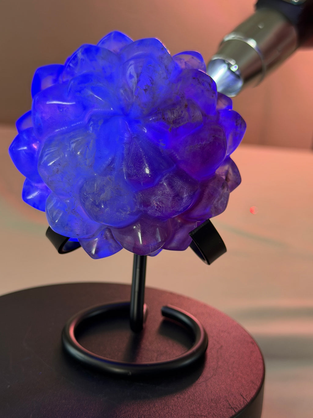 Rainbow Fluorite Flower Succulent Carving on Stand