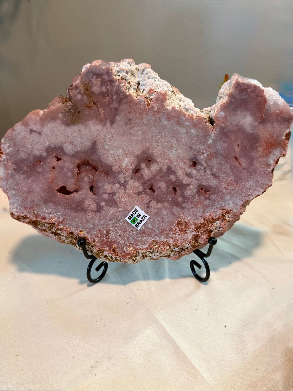 Large Pink Amethyst Slab with Druzy - 2lb 5.6oz - Brazil - Double Sided
