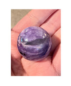29mm AB Grade Russian Charoite Sphere - Purple Silky Crystal Ball with Stand
