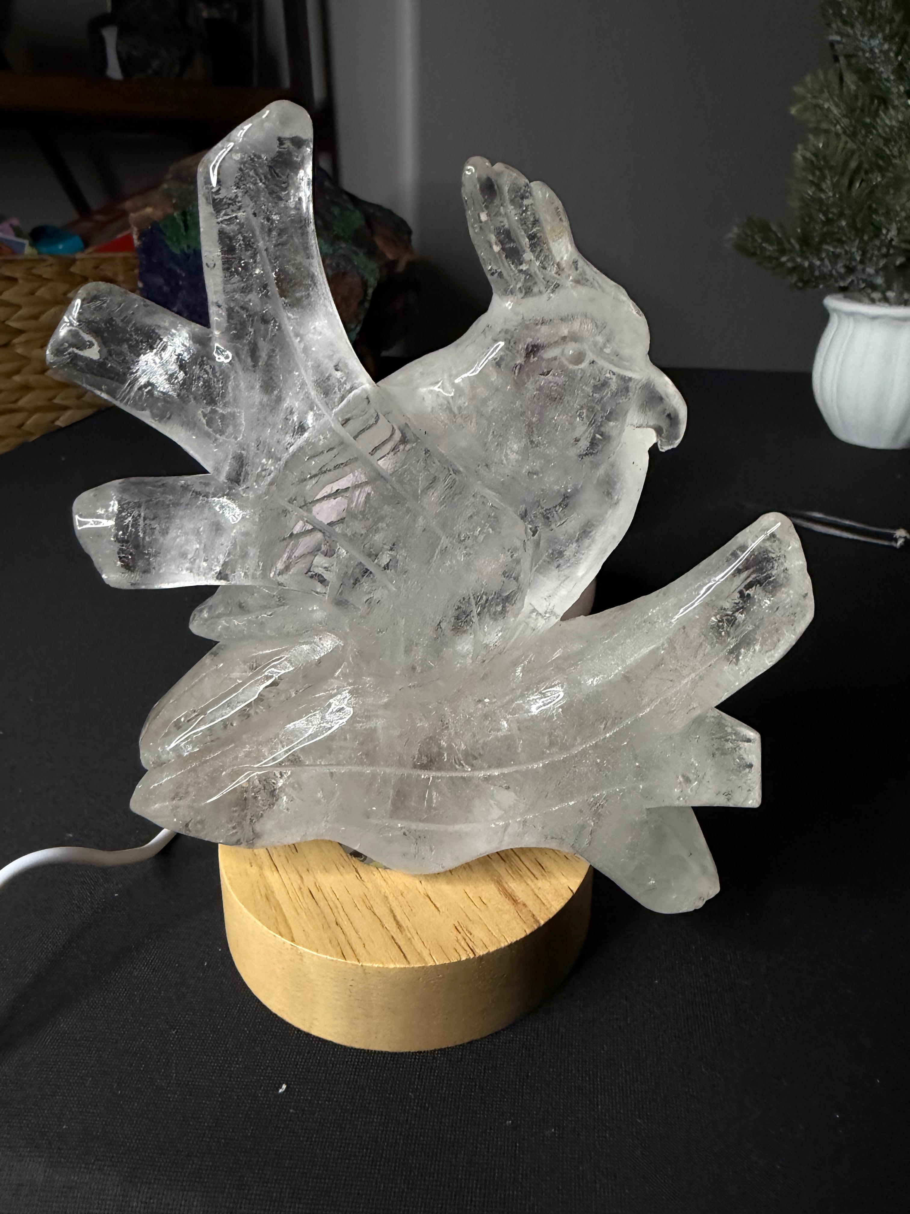 Gorgeous Hand Carved Clear Quartz Bird