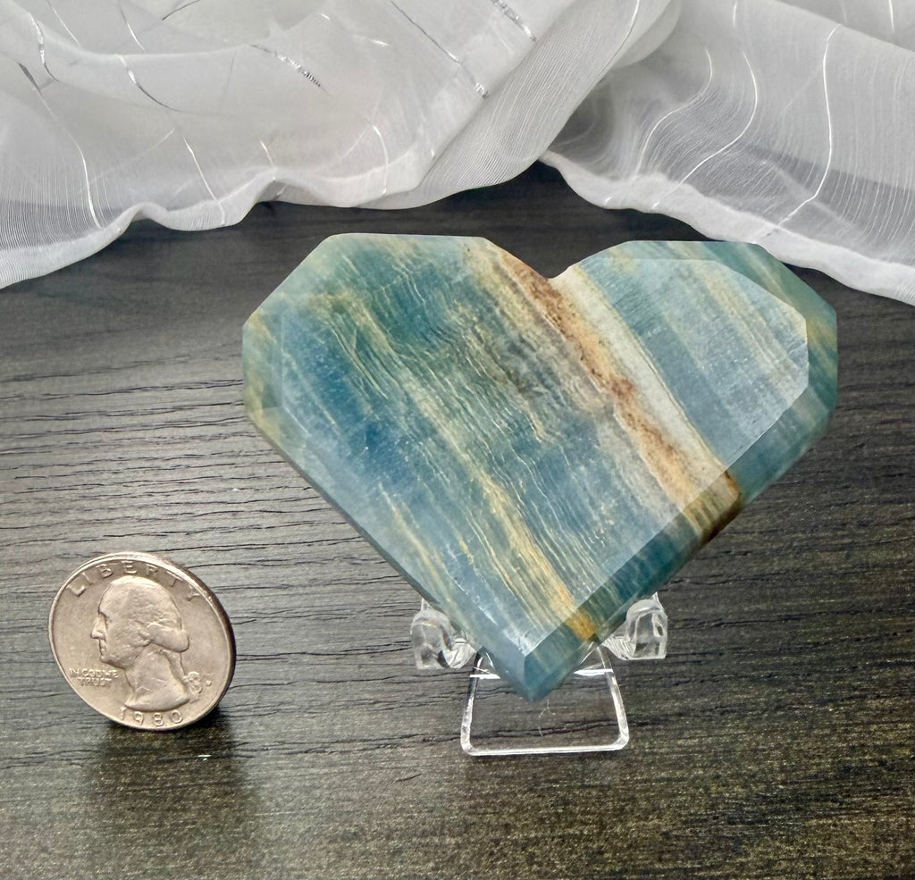 Blue Onyx Faceted Heart Carving