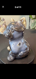 Big Volcano Agate Puppy Crystal Carving (UV Reactive)