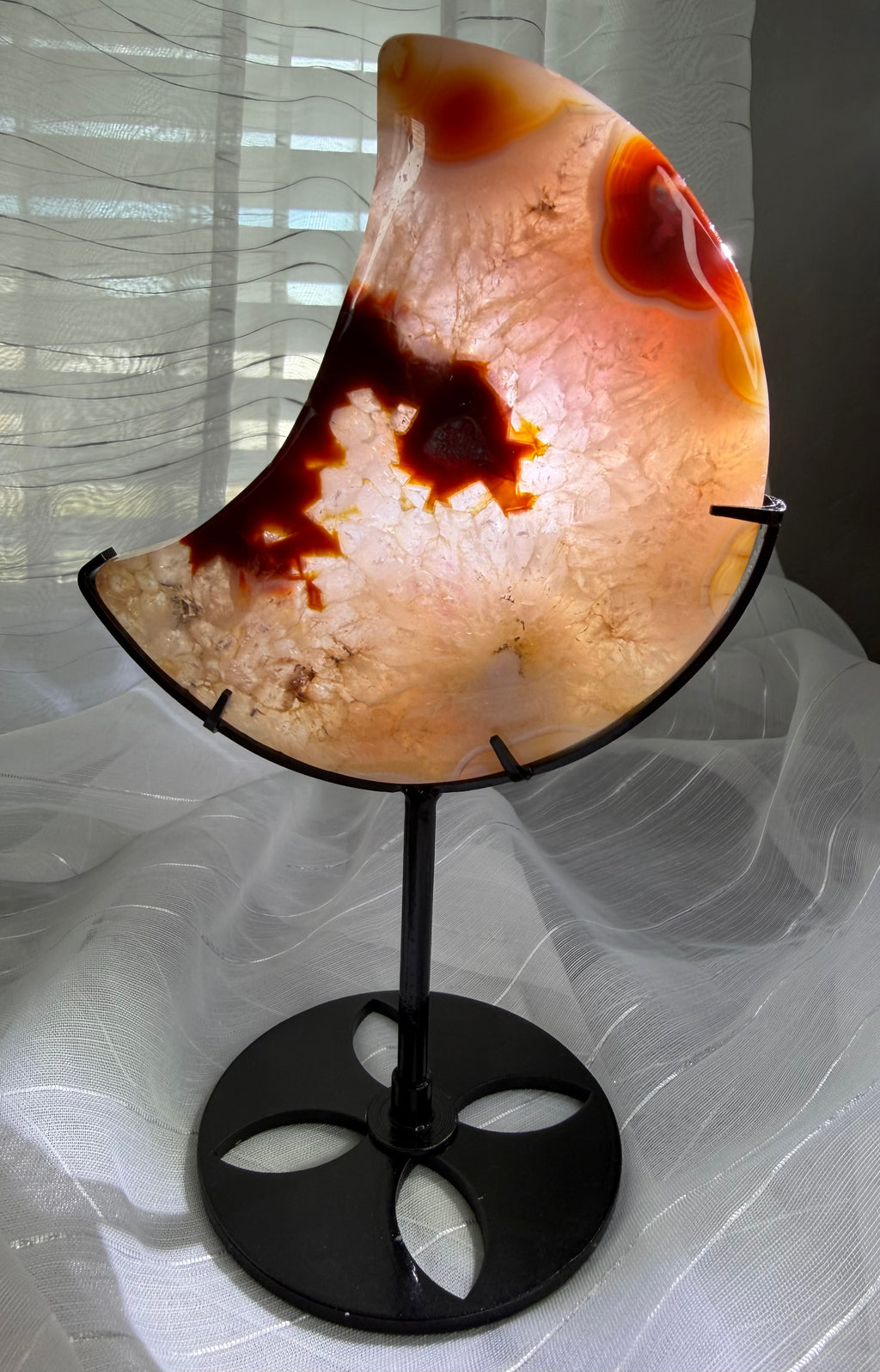 Carnelian Agate Crescent Moon with Stand