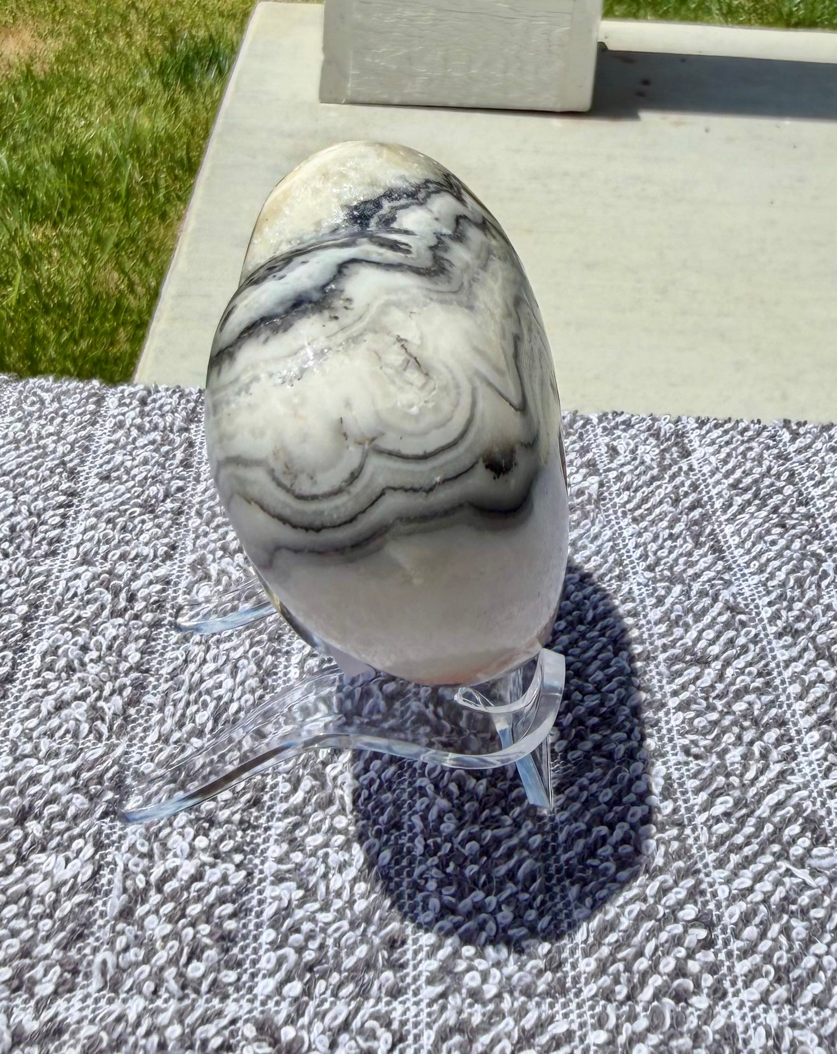 Stunning Zebra Calcite Puffy Heart 3" - Polished Banded Calcite Stone Decor