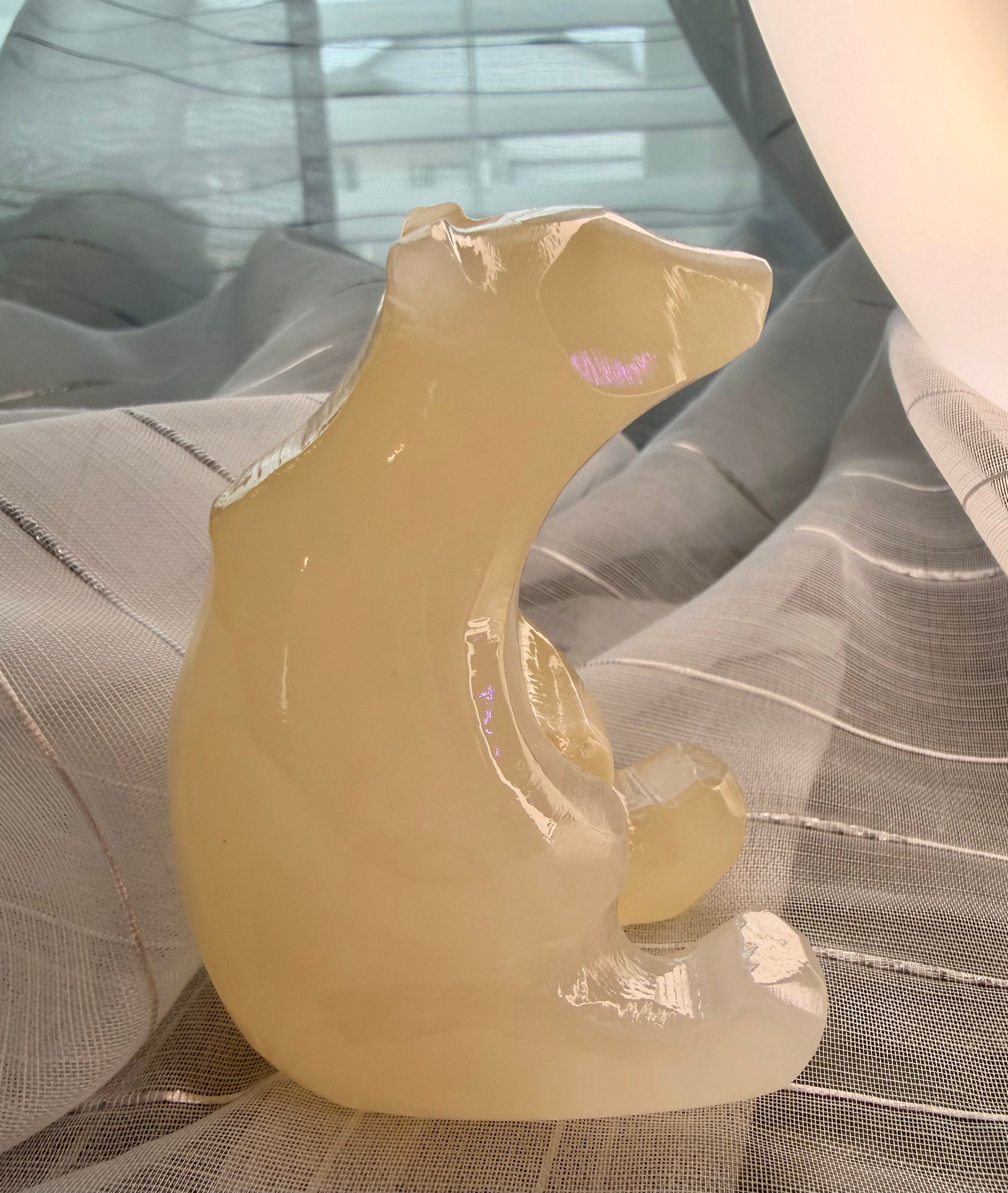 Hand Carved Amber Onyx Polar Bear from Mexico - UV Reactive Stone Figurine