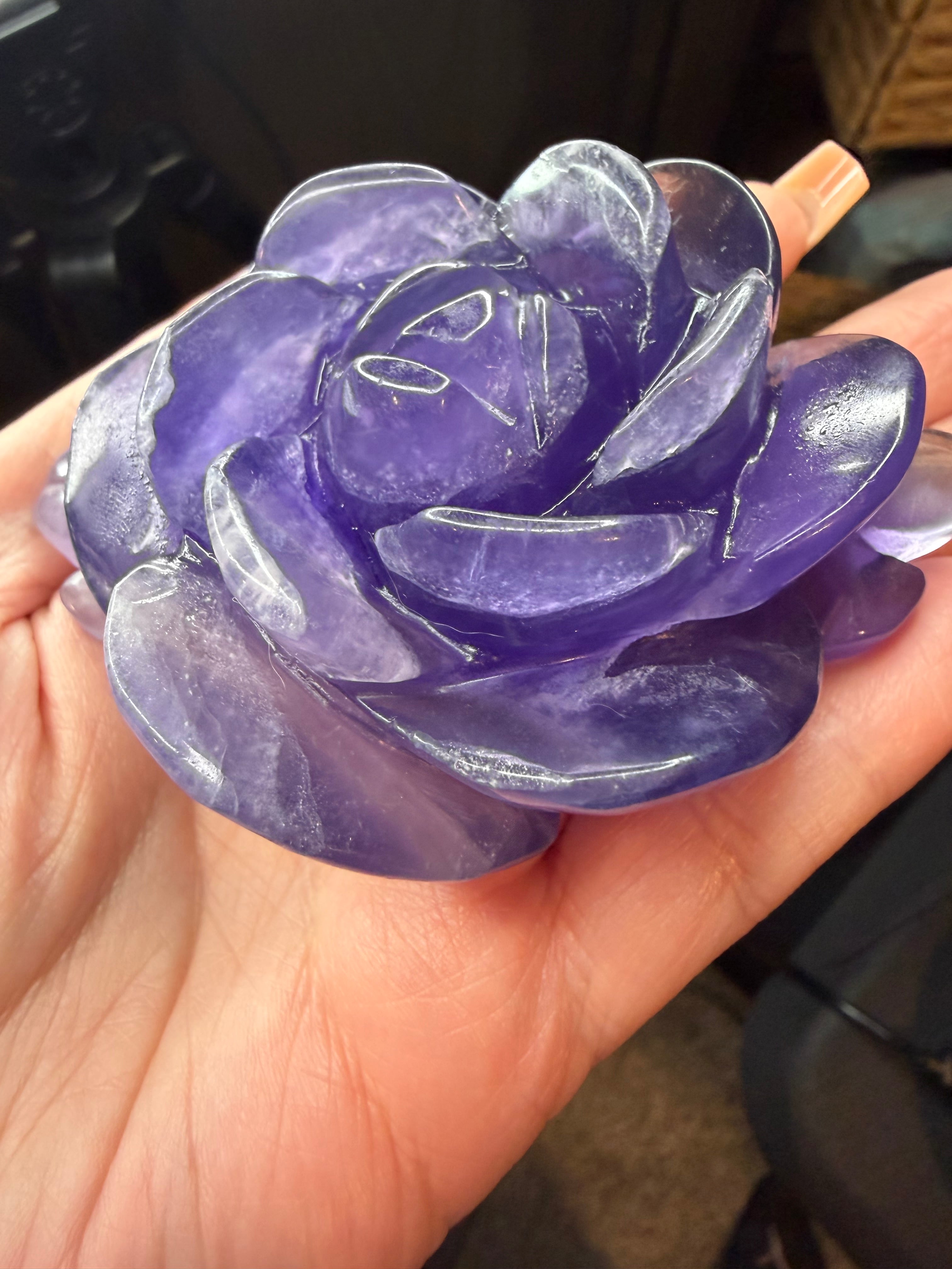 Beautiful Fluorite Rose Carving