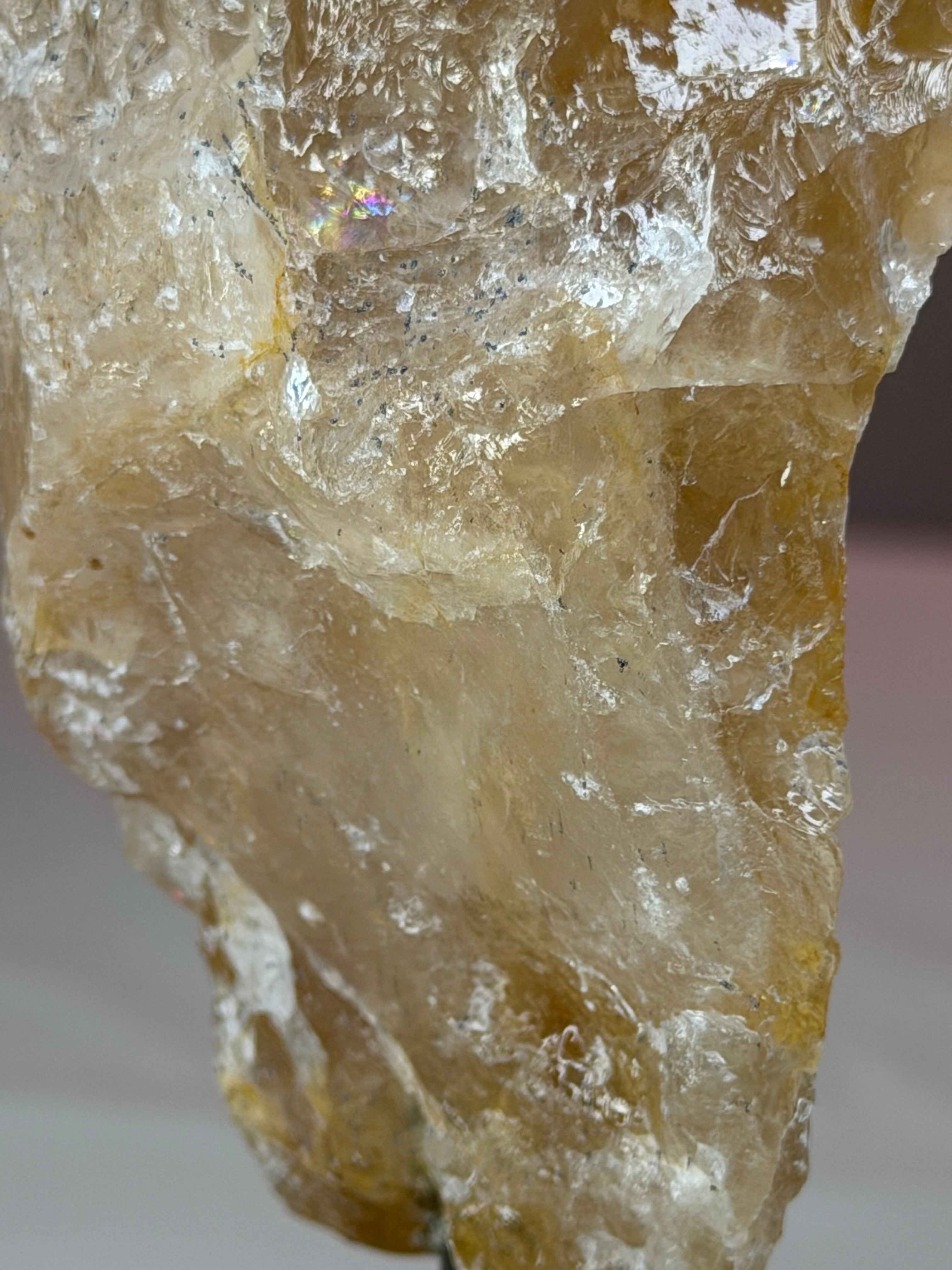 Golden Hematoid Quartz Stone on Stand - Raw Natural Mineral Display