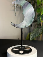 Beautiful Fluorite
Moon Carving with Dangling Metal Star