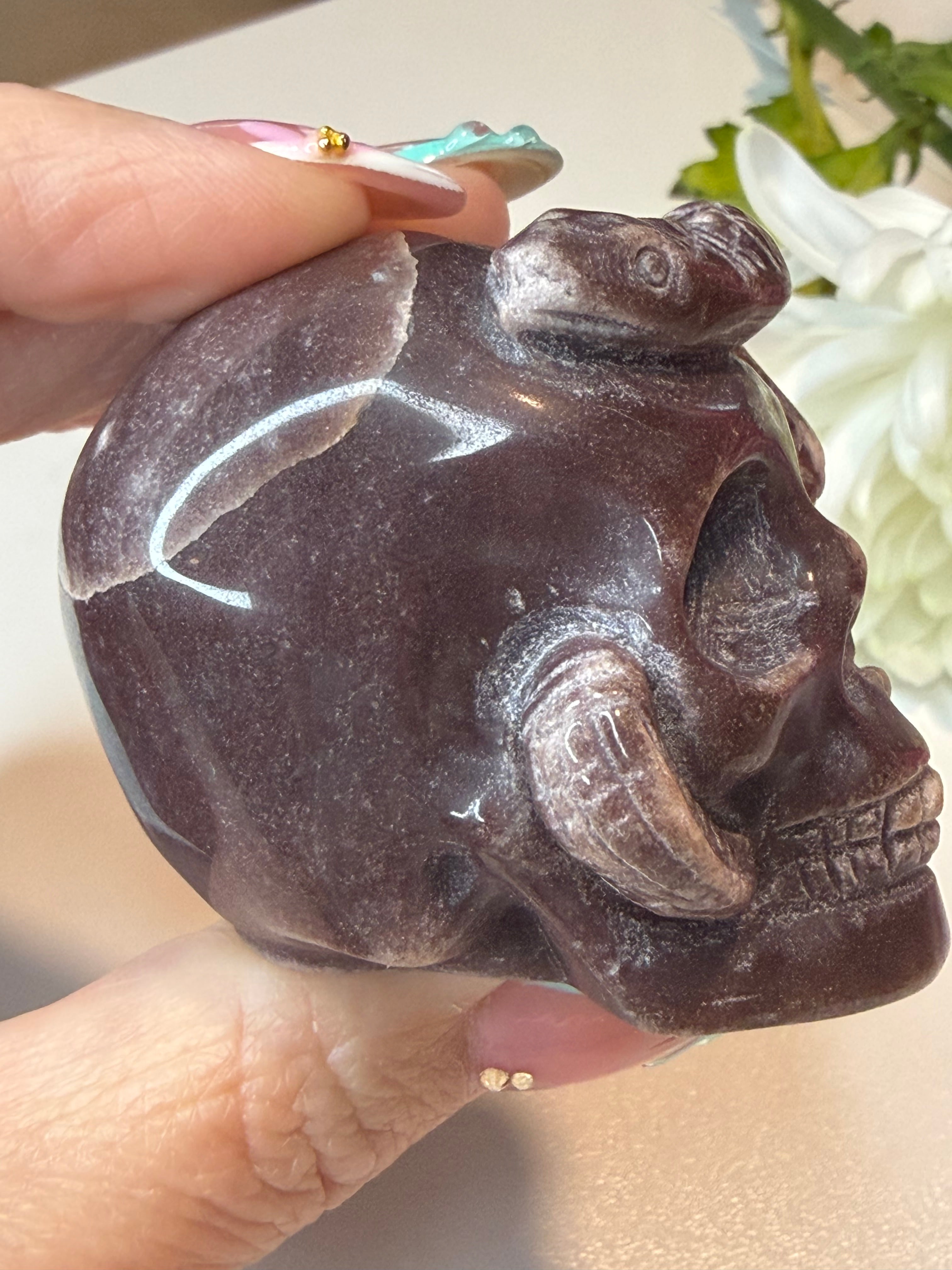 Purple Aventurine Snake Skull Carving! Unique piece!