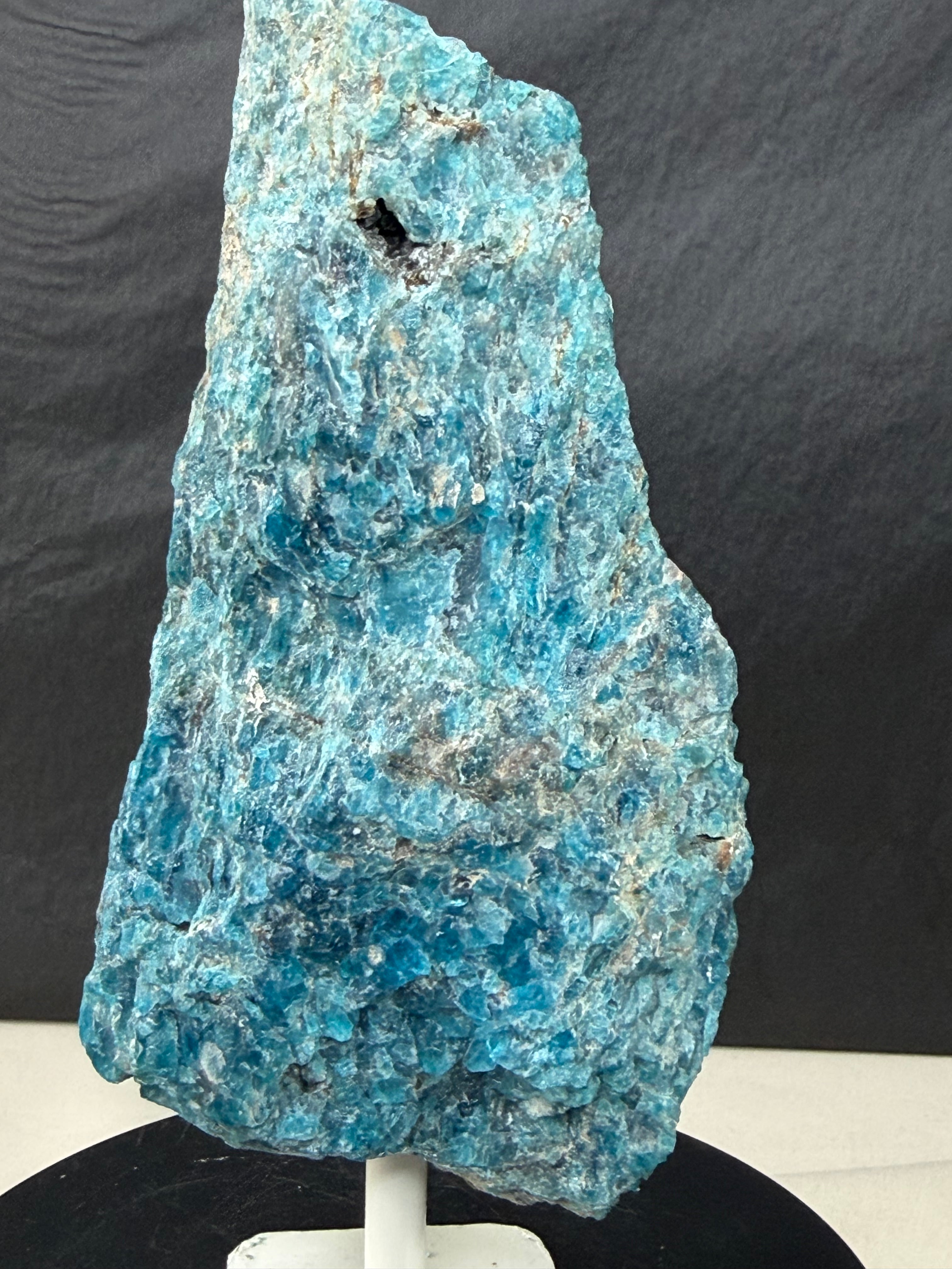 Raw Blue Apatite Stone on Stand