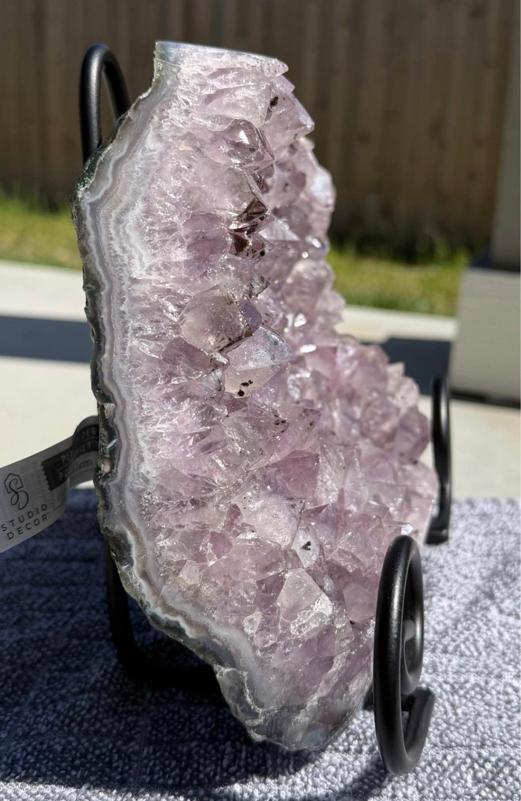 Gorgeous Natural Extra Large Purple Amethyst Display Slab with Coaxinite Inclusions- Statement Piece