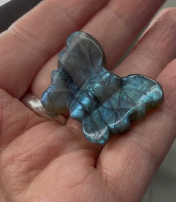 Mini Labradorite Butterfly Carving, Blue Flash Crystal