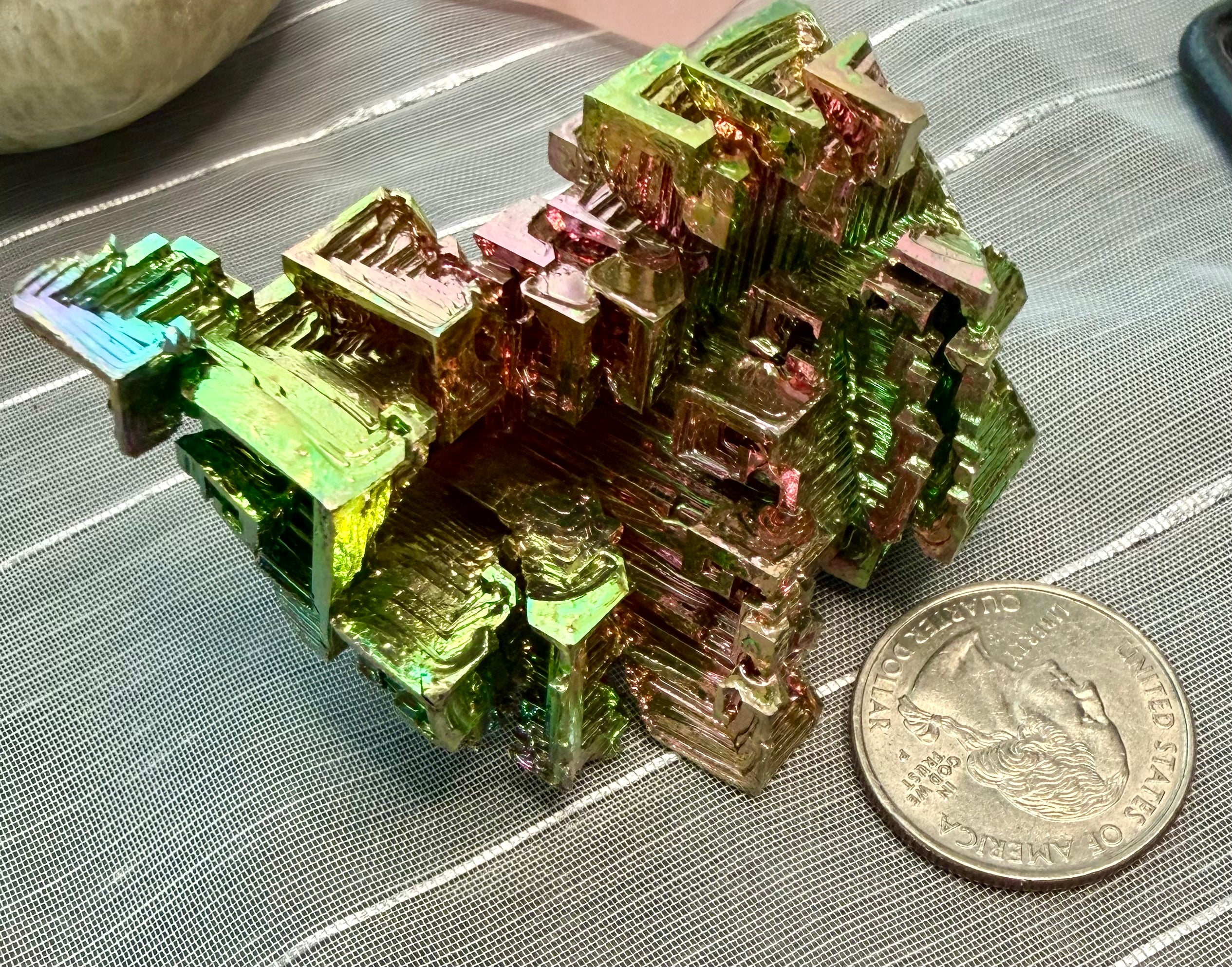Bismuth Crystal Specimen 2.25" - Iridescent Metal Display Piece