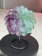 Rainbow Fluorite Flower Succulent Carving on Stand