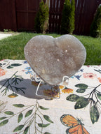 Sparkling Rainbow Amethyst Heart on Stand
